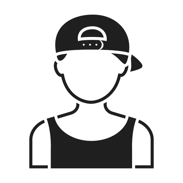 Мальчик в шапке значок в черном стиле изолированы на белом фоне. Векторная иллюстрация символов Аватара . — стоковый вектор