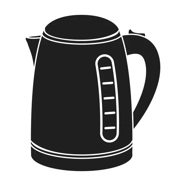 Elektrische waterkoker pictogram in zwarte stijl geïsoleerd op een witte achtergrond. Huishoudelijke apparaten symbool voorraad vectorillustratie. — Stockvector
