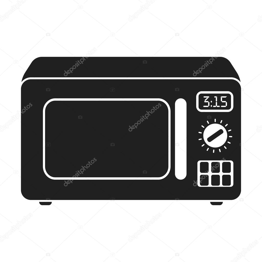 Microwave icon in black style isolated on white background. Household appliance symbol vector illustration.