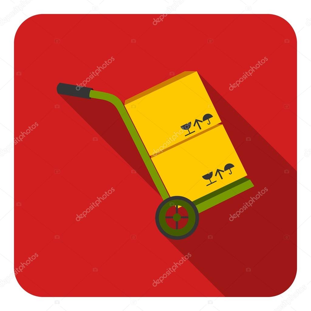 Truck with boxes icon in flat style isolated on white background. Logistic symbol vector illustration.