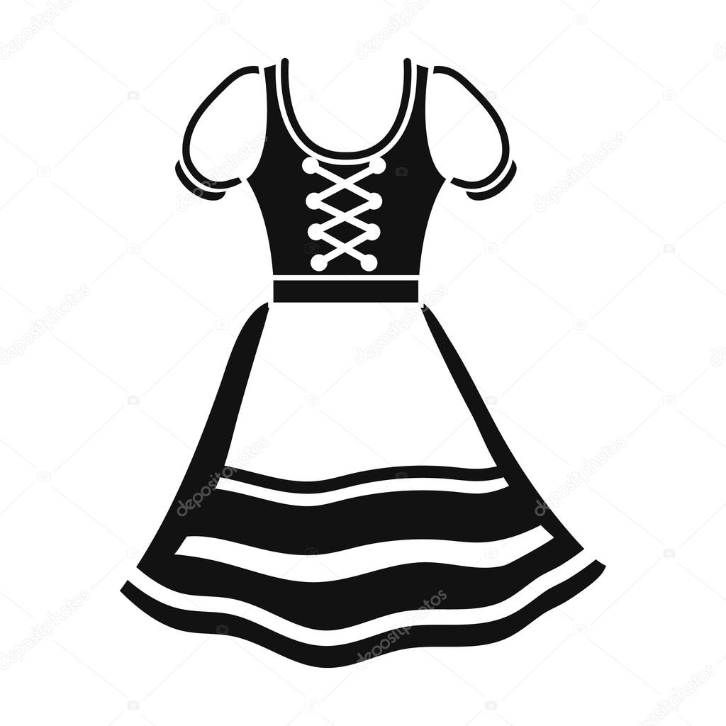 Dirndl icon in black style isolated on white background. Oktoberfest symbol stock vector illustration.