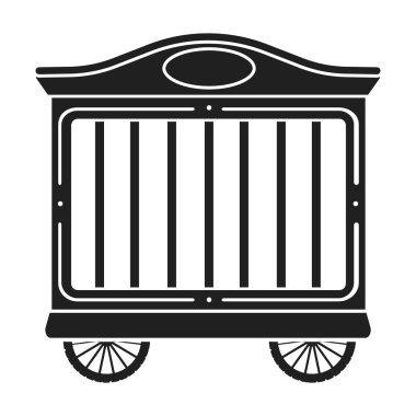 Sirk vagon simge siyah stil beyaz arka plan üzerinde izole içinde. Sirk sembol stok vektör çizim.