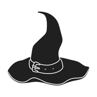 Witchs şapka simge siyah stil beyaz arka plan üzerinde izole içinde. Şapka sembol stok vektör çizim.
