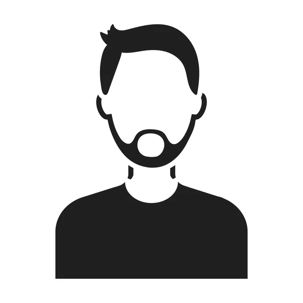Человек с бородой икона в черном стиле изолированы на белом фоне. Векторная иллюстрация символов Аватара . — стоковый вектор