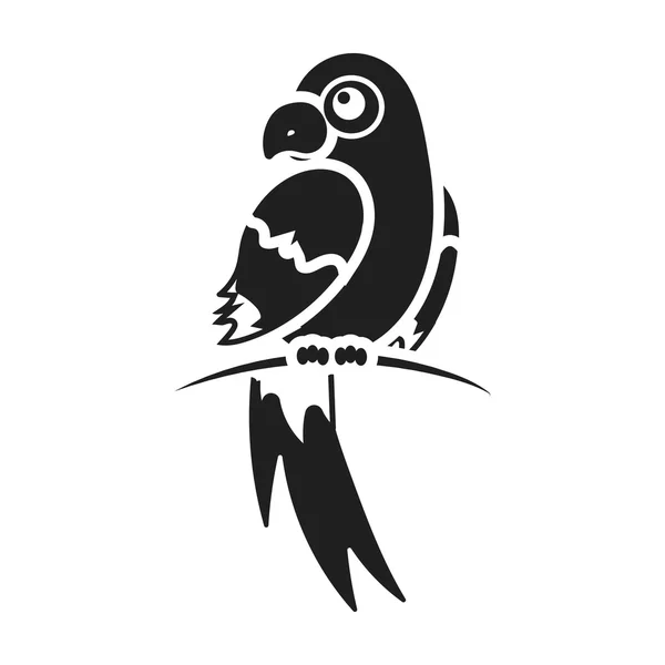 Ikona papugi w stylu czarno na białym tle. Zwierzęta symbol Stockowa ilustracja wektorowa. — Wektor stockowy