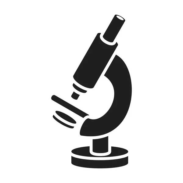 Icono del microscopio en estilo negro aislado sobre fondo blanco. Medicina y hospital símbolo stock vector ilustración . — Vector de stock