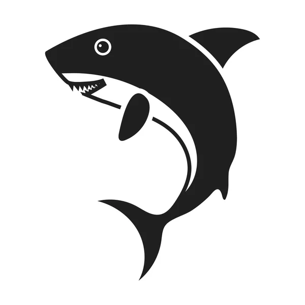 Shark icon in black style isolated on white background. Animals symbol stock vector illustration. — Stock Vector