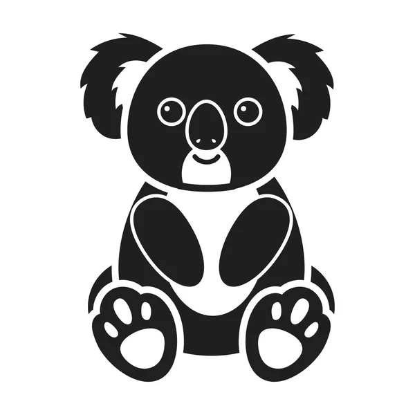 Ícone de coala em estilo preto isolado em fundo branco. Ilustração do vetor do estoque do símbolo dos animais . — Vetor de Stock
