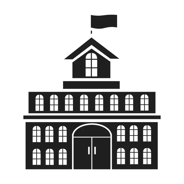 Het pictogram van de regering in zwarte stijl geïsoleerd op een witte achtergrond. Gebouw symbool voorraad vectorillustratie. — Stockvector