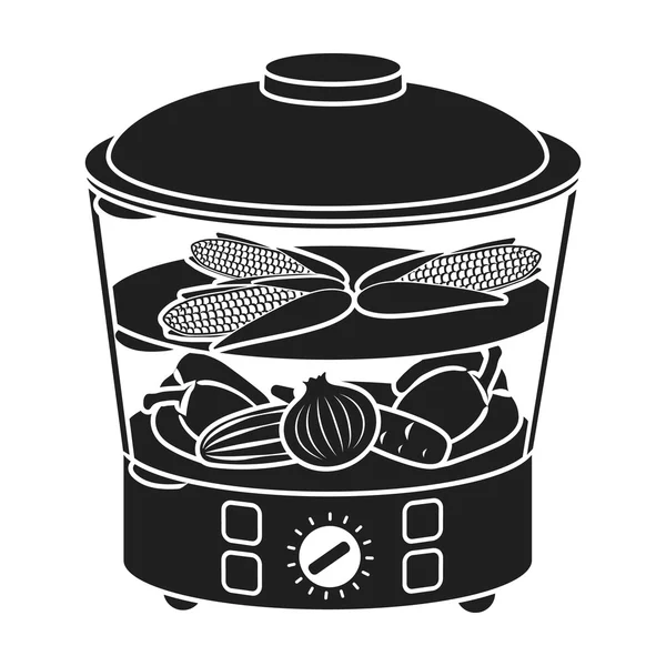 Icône de vapeur alimentaire dans un style noir isolé sur fond blanc. Illustration vectorielle du symbole de l'appareil ménager . — Image vectorielle