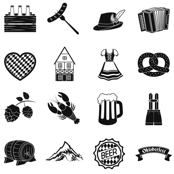Oktoberfest definir ícones em estilo preto. Grande coleção Oktoberfest vetor símbolo estoque ilustração — Vetor de Stock