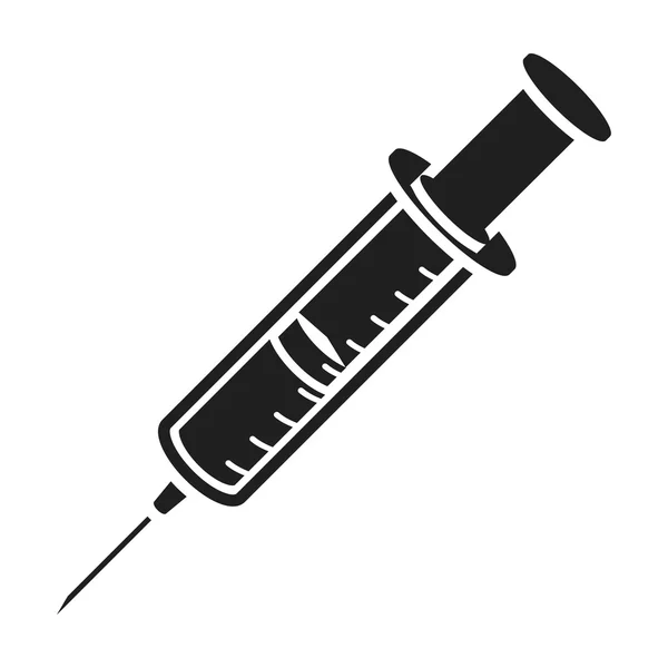 Spruta-ikonen i svart stil isolerad på vit bakgrund. Medicin och sjukhuset symbol lager vektorillustration. — Stock vektor