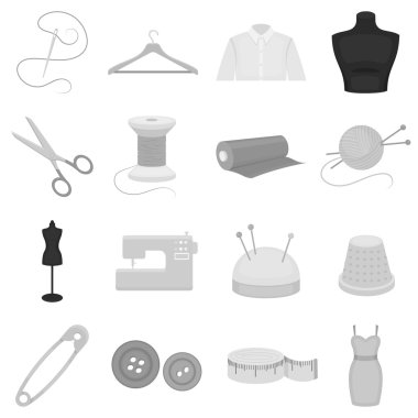 Atelie tek renkli bir tarzda Icons set. Atelie vektör simge stok çizim büyük toplama