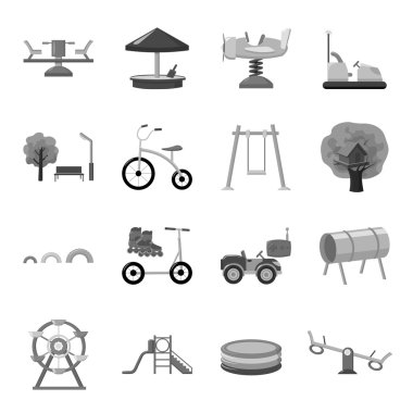 Bahçe set simgeleri tek renkli bir tarzda oynamak. Büyük toplama oyun Bahçe vektör simge stok çizim