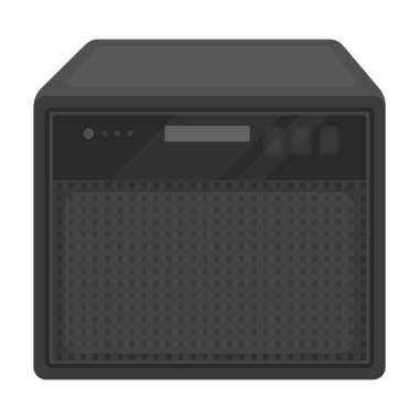 Beyaz arka plan üzerinde izole tek renkli tarzı gitar amplifikatör simgesi. Müzik aletleri hisse senedi vektör çizim sembolü