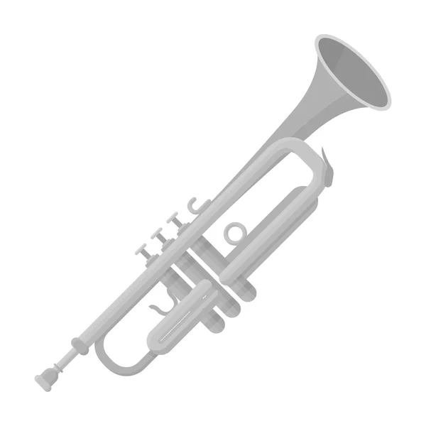 Icono de trompeta en estilo monocromo aislado sobre fondo blanco. Instrumentos musicales símbolo stock vector ilustración — Archivo Imágenes Vectoriales