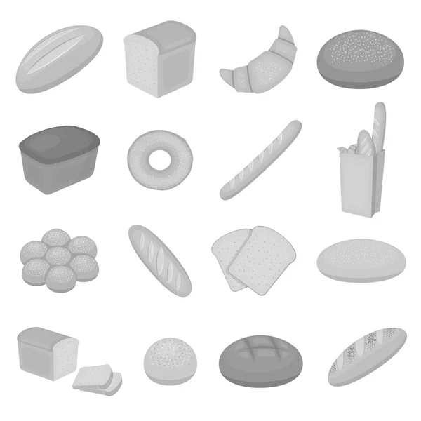 Conjunto de iconos de pan en estilo monocromo. Gran colección de pan vector símbolo stock ilustración — Vector de stock