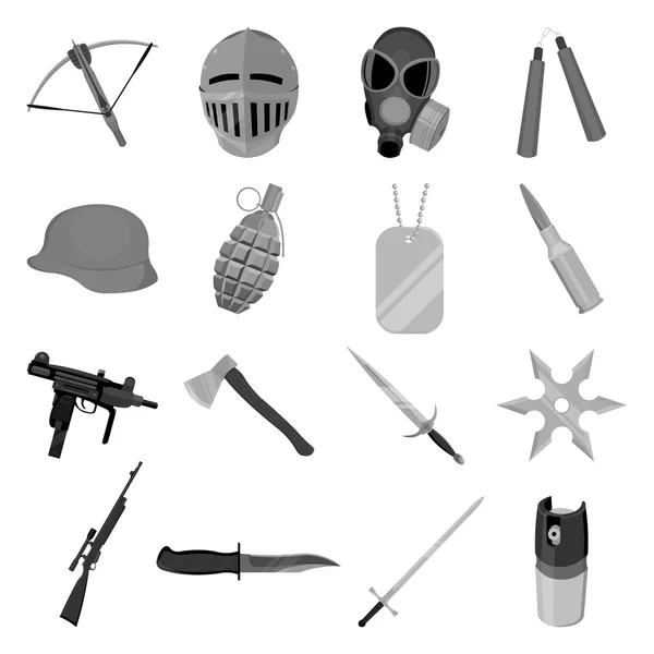 Ensemble d'armes icônes dans un style monochrome. Grande collection de symbole vectoriel d'arme illustration de stock — Image vectorielle