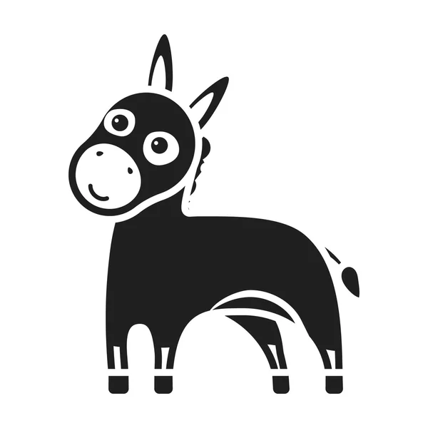 Burro icono en estilo negro aislado sobre fondo blanco. Animales símbolo stock vector ilustración . — Archivo Imágenes Vectoriales