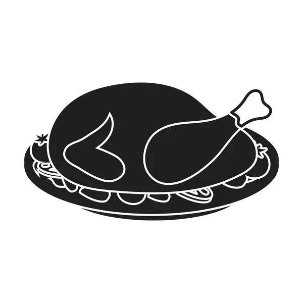 Icono de pavo asado en estilo negro aislado sobre fondo blanco. Día de Acción de Gracias canadiense símbolo stock vector ilustración . — Archivo Imágenes Vectoriales