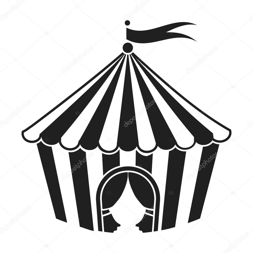 Circus tent icon in black style isolated on white background. Circus symbol vector illustration.