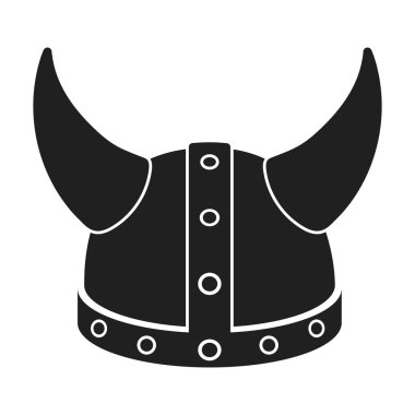 Viking kask simge siyah stil beyaz arka plan üzerinde izole içinde. Şapka sembol stok vektör çizim.
