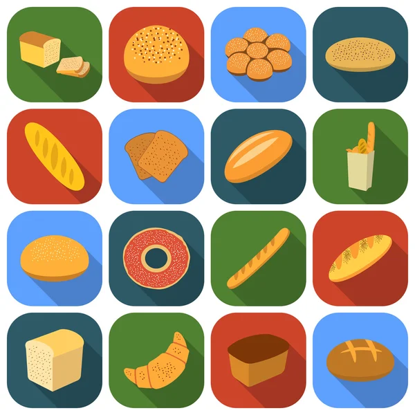 Conjunto de iconos de pan en estilo plano. Gran colección de pan vector símbolo stock ilustración — Archivo Imágenes Vectoriales