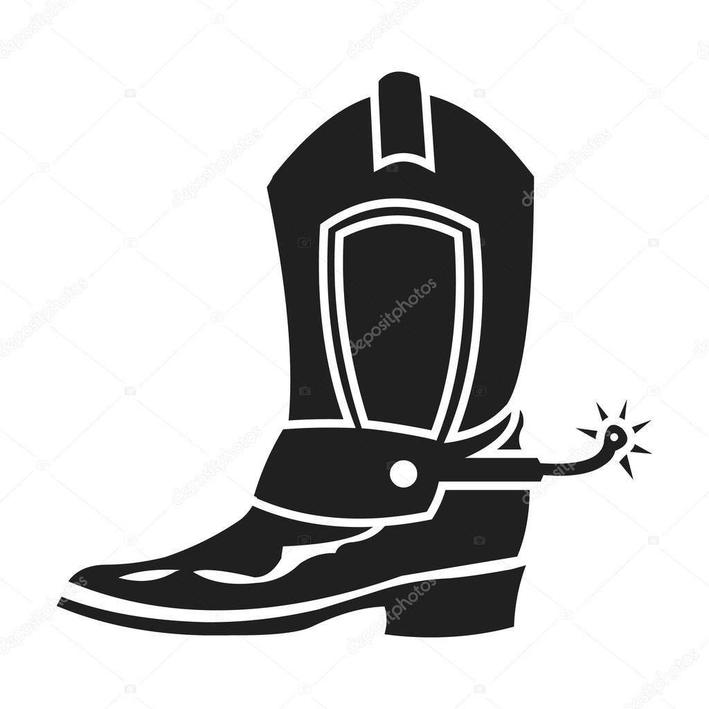 Cowboy boot icon in black style isolated on white background. Wlid west symbol stock vector illustration.