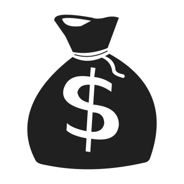 Para çanta simge siyah stil beyaz arka plan üzerinde izole içinde. WLID Batı sembol stok vektör çizim.