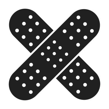 Yapıştırıcı sıva simge siyah stil beyaz arka plan üzerinde izole içinde. İlaç ve hastane sembol stok vektör çizim.