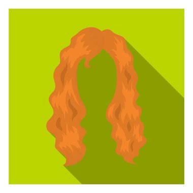 Düz stil beyaz arka plan üzerinde izole kadın saç modeli simgesini. Sakal sembol stok vektör çizim.