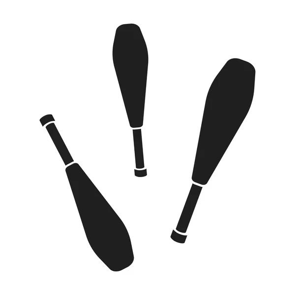 Jonglering klubbar ikonen i svart stil isolerad på vit bakgrund. Circus symbol lager vektorillustration. — Stock vektor