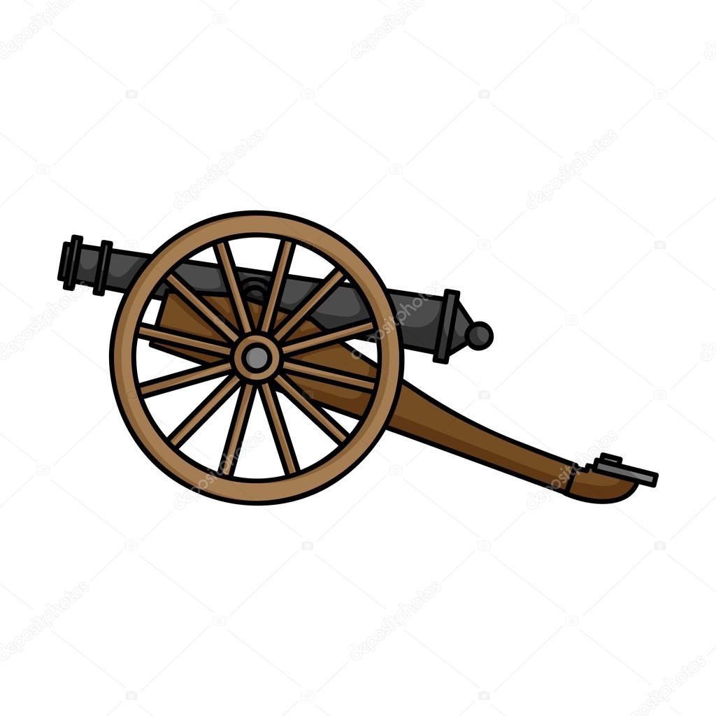 Cannon icon in cartoon style isolated on white background. Museum symbol vector illustration.