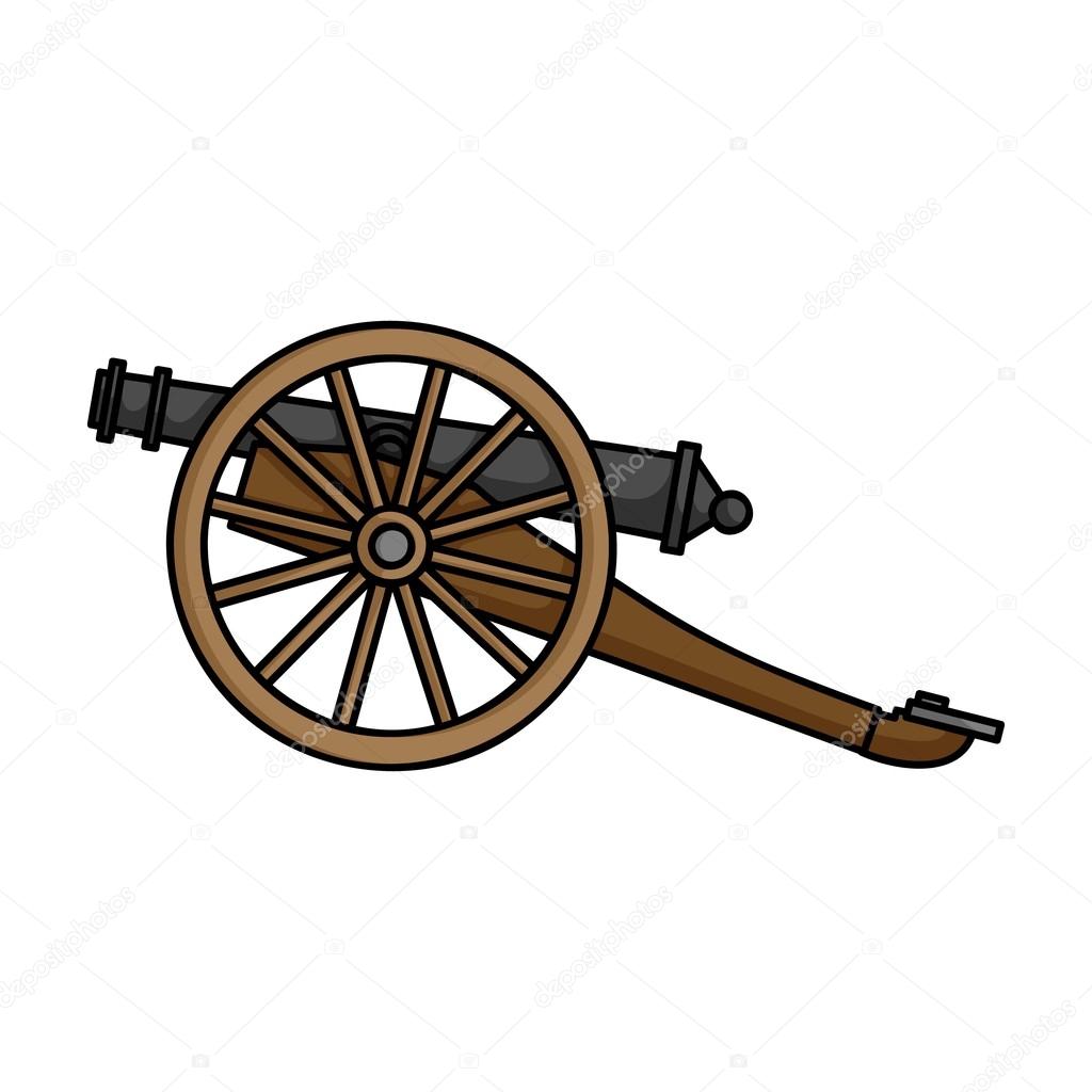 Cannon icon in cartoon style isolated on white background. Museum symbol stock vector illustration.