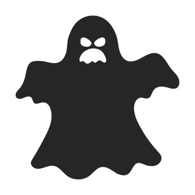 Hayalet simge siyah stil beyaz arka plan üzerinde izole içinde. Siyah ve beyaz sihirli sembol stok vektör çizim.