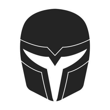 Superheros kask simge siyah stil beyaz arka plan üzerinde izole içinde. Superheros sembol stok vektör çizim maske.
