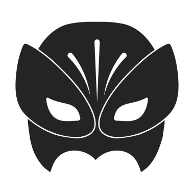 Tam kafa maske simgesi beyaz arka plan üzerinde izole Siyah tarzında. Superheros sembol stok vektör çizim maske.
