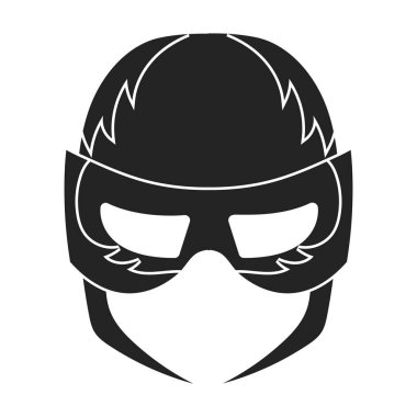 Tam kafa maske simgesi beyaz arka plan üzerinde izole Siyah tarzında. Superheros sembol stok vektör çizim maske.