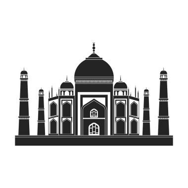 Taj Mahal simge siyah stil beyaz arka plan üzerinde izole içinde. Hindistan sembol stok vektör çizim.