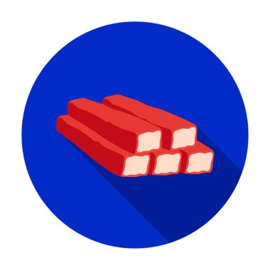 Yengeç simgesi beyaz arka plan üzerinde izole düz stilde yapışır. Etler sembol stok vektör çizim