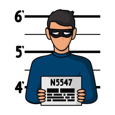 Mahkumlar fotoğraf simgesini beyaz arka plan üzerinde izole karikatür tarzı. Suç sembol stok vektör çizim.