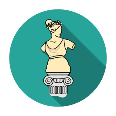 Düz stil beyaz arka plan üzerinde izole heykel simgesini. Müze sembol stok vektör çizim.