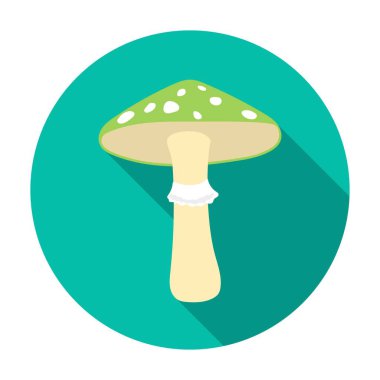 Beyaz arka plan üzerinde izole düz stil yeşil amanita simgesini. Mantar sembol stok vektör çizim.