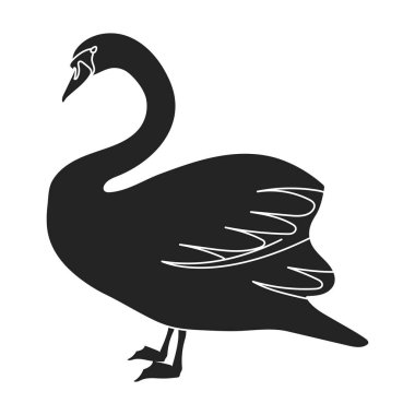 Kuğu simge siyah stil beyaz arka plan üzerinde izole içinde. Kuş sembol stok vektör çizim.