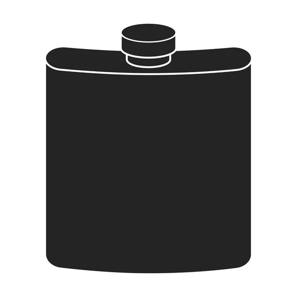 Hip flask icon in black style isolated on white background. Hunting symbol stock vector illustration. — Stock Vector