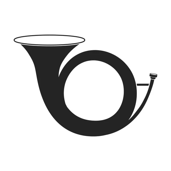 Jagdhorn-Ikone im schwarzen Stil isoliert auf weißem Hintergrund. Jagd Symbol Aktienvektor Illustration. — Stockvektor
