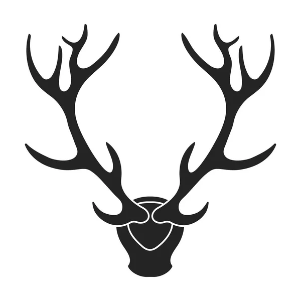 Corna di cervo icona in stile nero isolato su sfondo bianco. Simbolo di caccia stock illustrazione vettoriale . — Vettoriale Stock