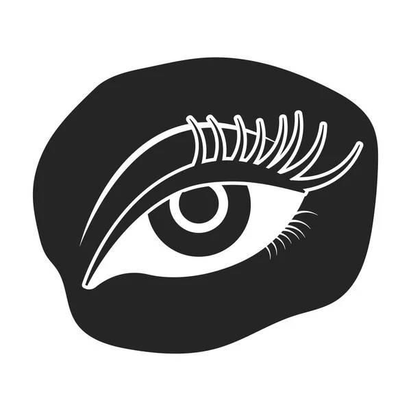 Aufgetragene Mascara-Ikone im schwarzen Stil isoliert auf weißem Hintergrund. Make-up Symbolaktienvektor Illustration. — Stockvektor