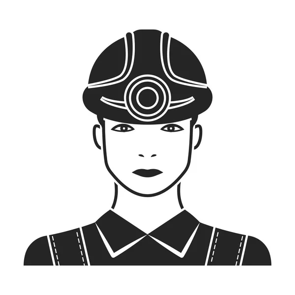 Icône mineure de style noir isolée sur fond blanc. Illustration vectorielle du symbole de mine . — Image vectorielle