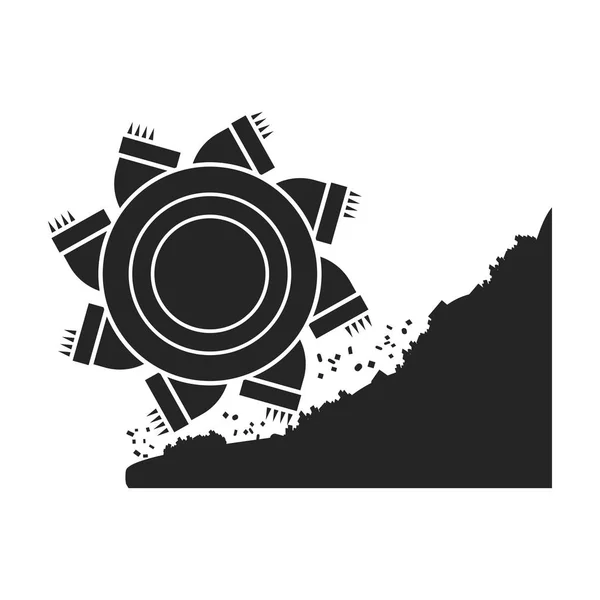 Icono de excavadora de rueda de cubo en estilo negro aislado sobre fondo blanco. Mina símbolo stock vector ilustración . — Vector de stock